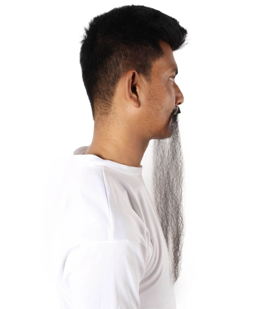 HPO Adult Men's Fake Human Hair Fu Manchu Mustache | Black 5 HPO Adult Men's Fake Human Hair Fu Manchu Mustache | Black