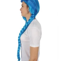 HPO Adult Women's Game Animated Series Powder Braided Blue Ponytails Wig