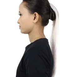 HPO Blood Drip Hair Clips | Women's Long Length Murder She Wrote Hair Clips - Straight Silver Hair - With Red Tinsel Strands