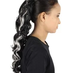 HPO Black Spider Hair Clips | Women's Long Length Queen Of Spiders Hair Clips - Long Wavy Silver And Black Hair - With Scary Black Spiders