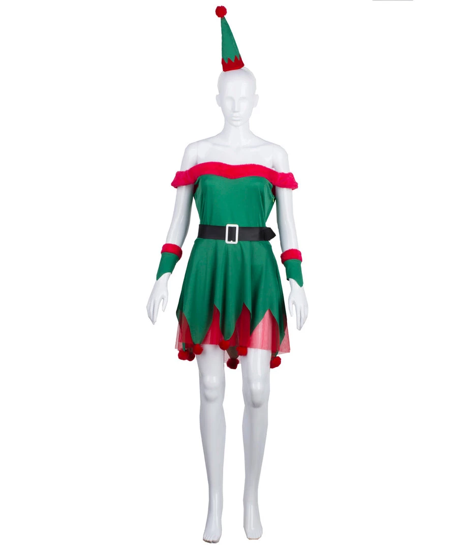 HPO Adult Women's Sexy Elf Holiday Costume | Multi Halloween Costume 1 HPO Adult Women's Sexy Elf Holiday Costume | Multi Halloween Costume