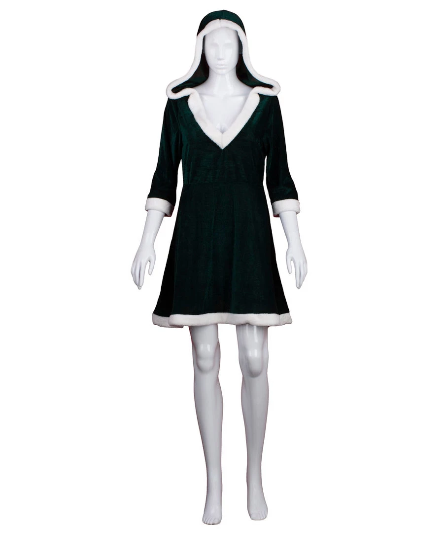 HPO Adult Women's Mrs. Santa Claus Hooded Costume | Green Halloween Costume 1 HPO Adult Women's Mrs. Santa Claus Hooded Costume | Green Halloween Costume