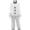 HPO Adult Men's Vintage Pierrot Clown Scary Costume | Silver Halloween Costume