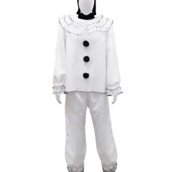 HPO Adult Men's Vintage Pierrot Clown Scary Costume | Silver Halloween Costume