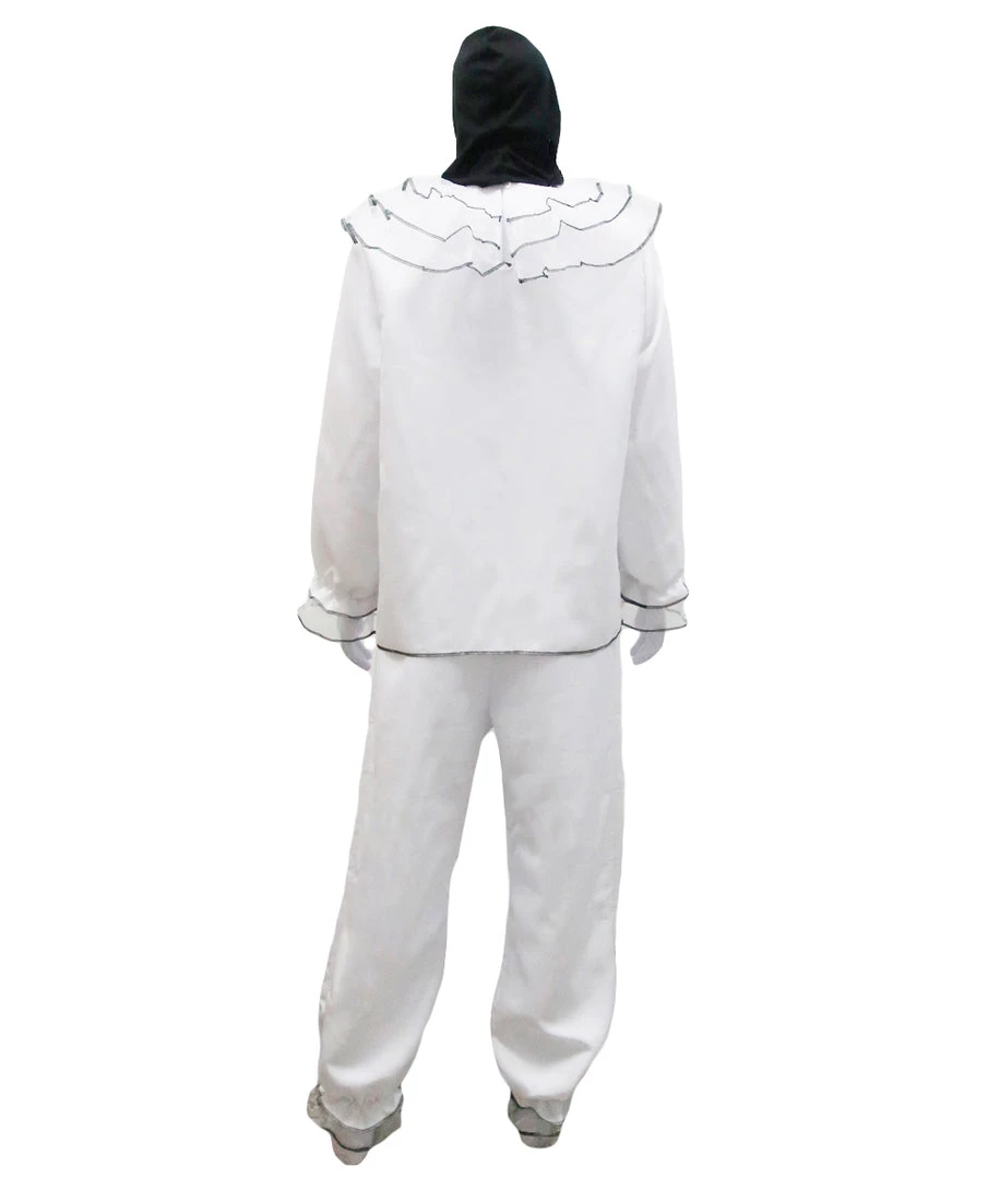 HPO Adult Men's Vintage Pierrot Clown Scary Costume | Silver Halloween Costume 3 HPO Adult Men's Vintage Pierrot Clown Scary Costume | Silver Halloween Costume