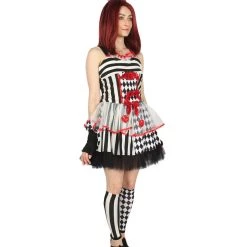 HPO Adult Women's Frightful Clown Scary Costume | Multi Halloween Costume 15 HPO Adult Women's Frightful Clown Scary Costume | Multi Halloween Costume