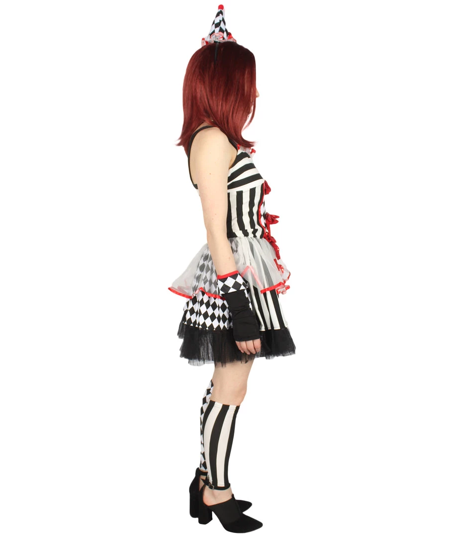HPO Adult Women's Frightful Clown Scary Costume | Multi Halloween Costume 6 HPO Adult Women's Frightful Clown Scary Costume | Multi Halloween Costume