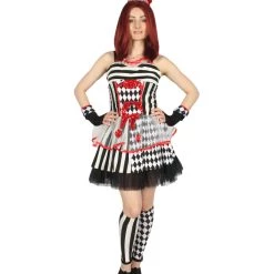 HPO Adult Women's Frightful Clown Scary Costume | Multi Halloween Costume