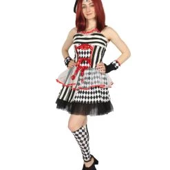 HPO Adult Women's Frightful Clown Scary Costume | Multi Halloween Costume 16 HPO Adult Women's Frightful Clown Scary Costume | Multi Halloween Costume