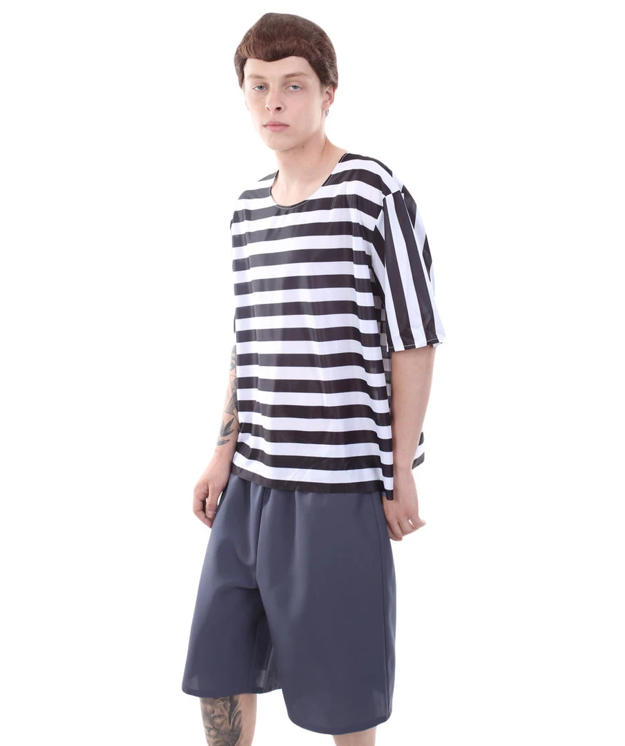 HPO Adult Men's Striped TV/Movie Costume | Black And White Cosplay Costume 3 HPO Adult Men's Striped TV/Movie Costume | Black And White Cosplay Costume