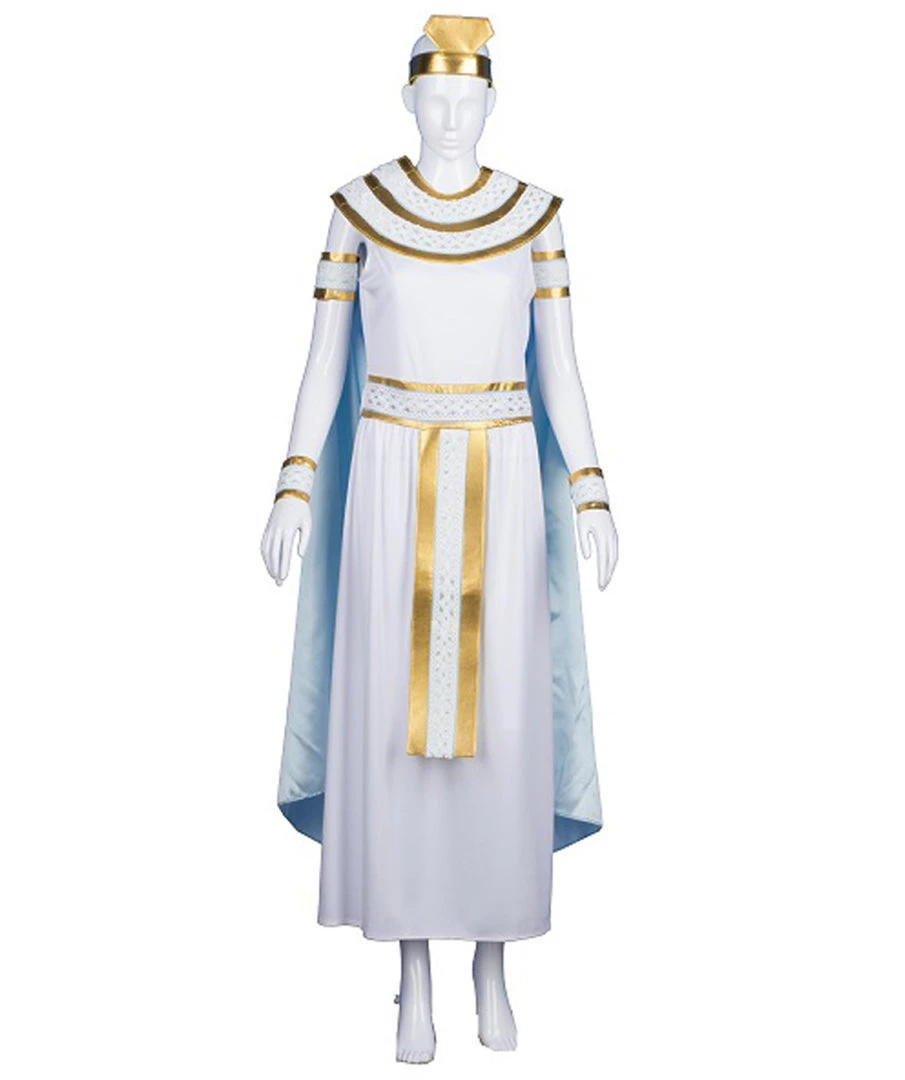 HPO Adult Women's Cleopatra Nile Queen Costume | White & Gold Cosplay Costume 1 HPO Adult Women's Cleopatra Nile Queen Costume | White & Gold Cosplay Costume