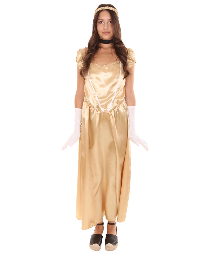 HPO Adult Women's Aristocrat Socialite Dress 20s Costume | Gold Cosplay Costume 1 HPO Adult Women's Aristocrat Socialite Dress 20s Costume | Gold Cosplay Costume