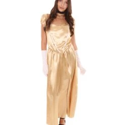 HPO Adult Women's Aristocrat Socialite Dress 20s Costume | Gold Cosplay Costume 14 HPO Adult Women's Aristocrat Socialite Dress 20s Costume | Gold Cosplay Costume