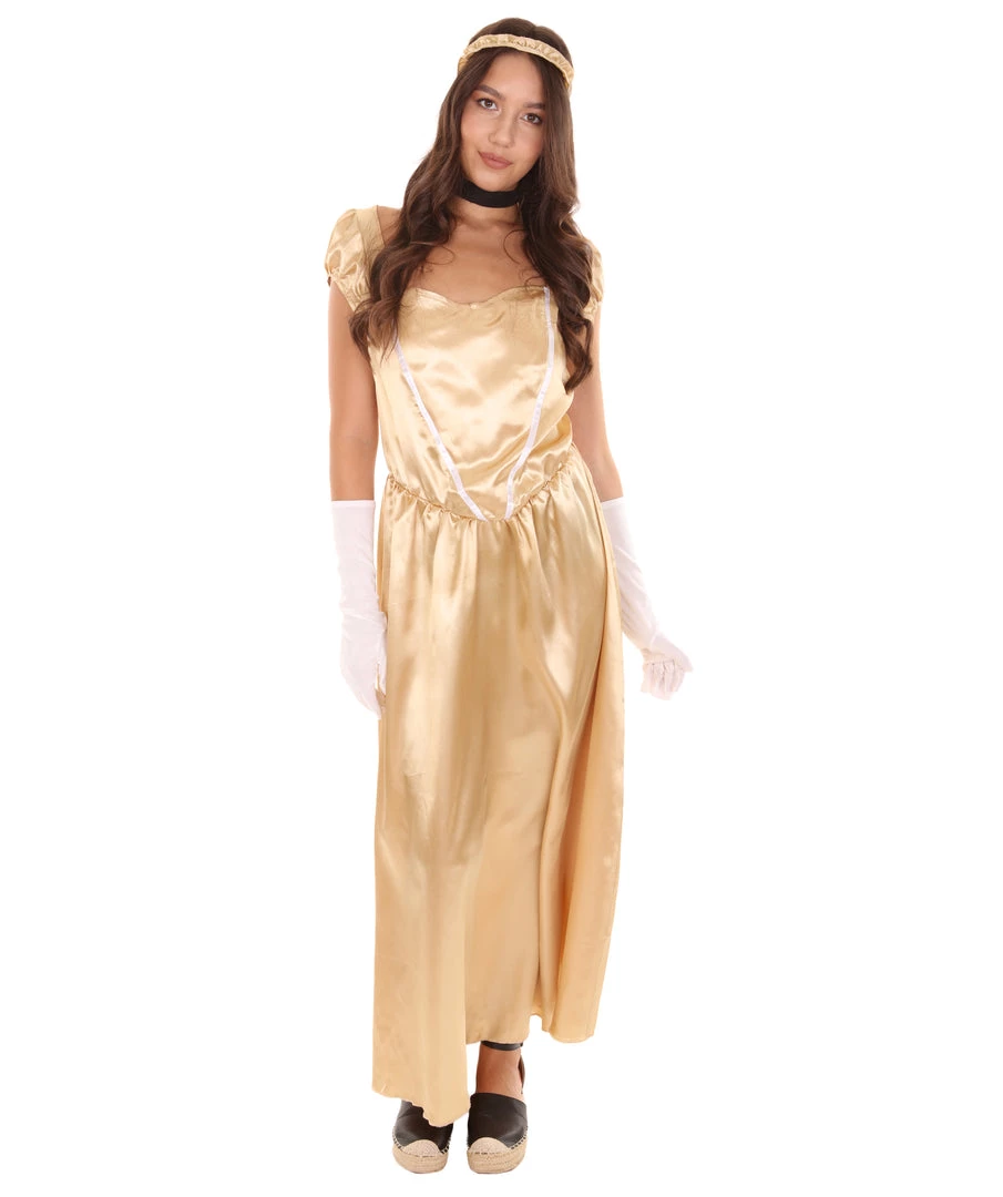 HPO Adult Women's Aristocrat Socialite Dress 20s Costume | Gold Cosplay Costume 7 HPO Adult Women's Aristocrat Socialite Dress 20s Costume | Gold Cosplay Costume