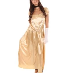 HPO Adult Women's Aristocrat Socialite Dress 20s Costume | Gold Cosplay Costume 13 HPO Adult Women's Aristocrat Socialite Dress 20s Costume | Gold Cosplay Costume
