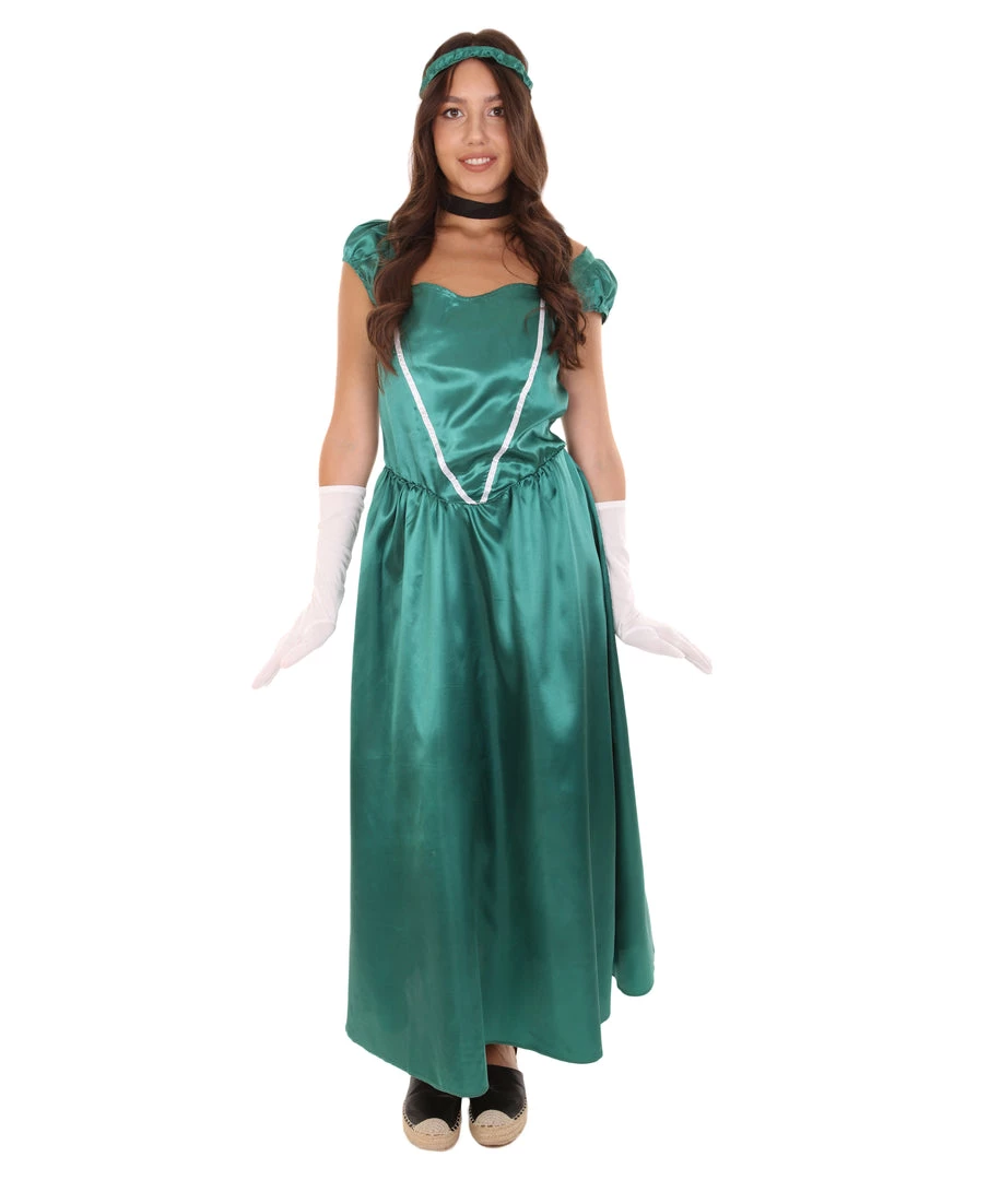 HPO Adult Women's Aristocrat Socialite Dress 20s Costume | Dark Green Cosplay Costume 2 HPO Adult Women's Aristocrat Socialite Dress 20s Costume | Dark Green Cosplay Costume