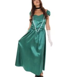HPO Adult Women's Aristocrat Socialite Dress 20s Costume | Dark Green Cosplay Costume 14 HPO Adult Women's Aristocrat Socialite Dress 20s Costume | Dark Green Cosplay Costume