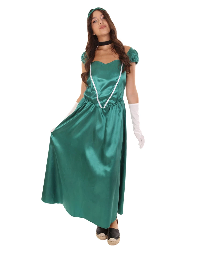 HPO Adult Women's Aristocrat Socialite Dress 20s Costume | Dark Green Cosplay Costume 7 HPO Adult Women's Aristocrat Socialite Dress 20s Costume | Dark Green Cosplay Costume