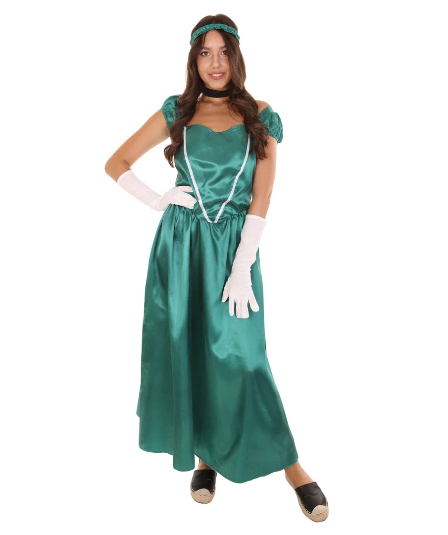 HPO Adult Women's Aristocrat Socialite Dress 20s Costume | Dark Green Cosplay Costume 1 HPO Adult Women's Aristocrat Socialite Dress 20s Costume | Dark Green Cosplay Costume