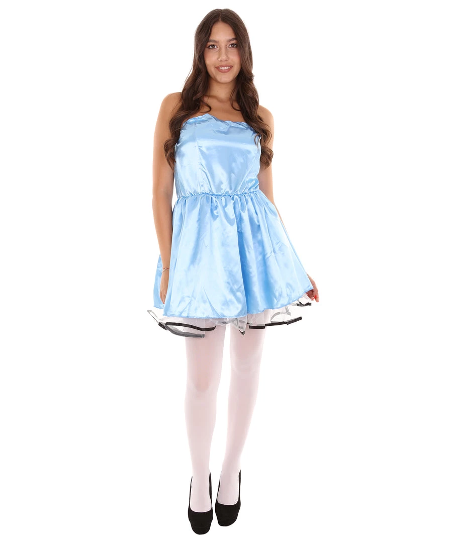 HPO Adult Women's 50s Prom Dress Costume | Medium Blue Cosplay Costume 1 HPO Adult Women's 50s Prom Dress Costume | Medium Blue Cosplay Costume