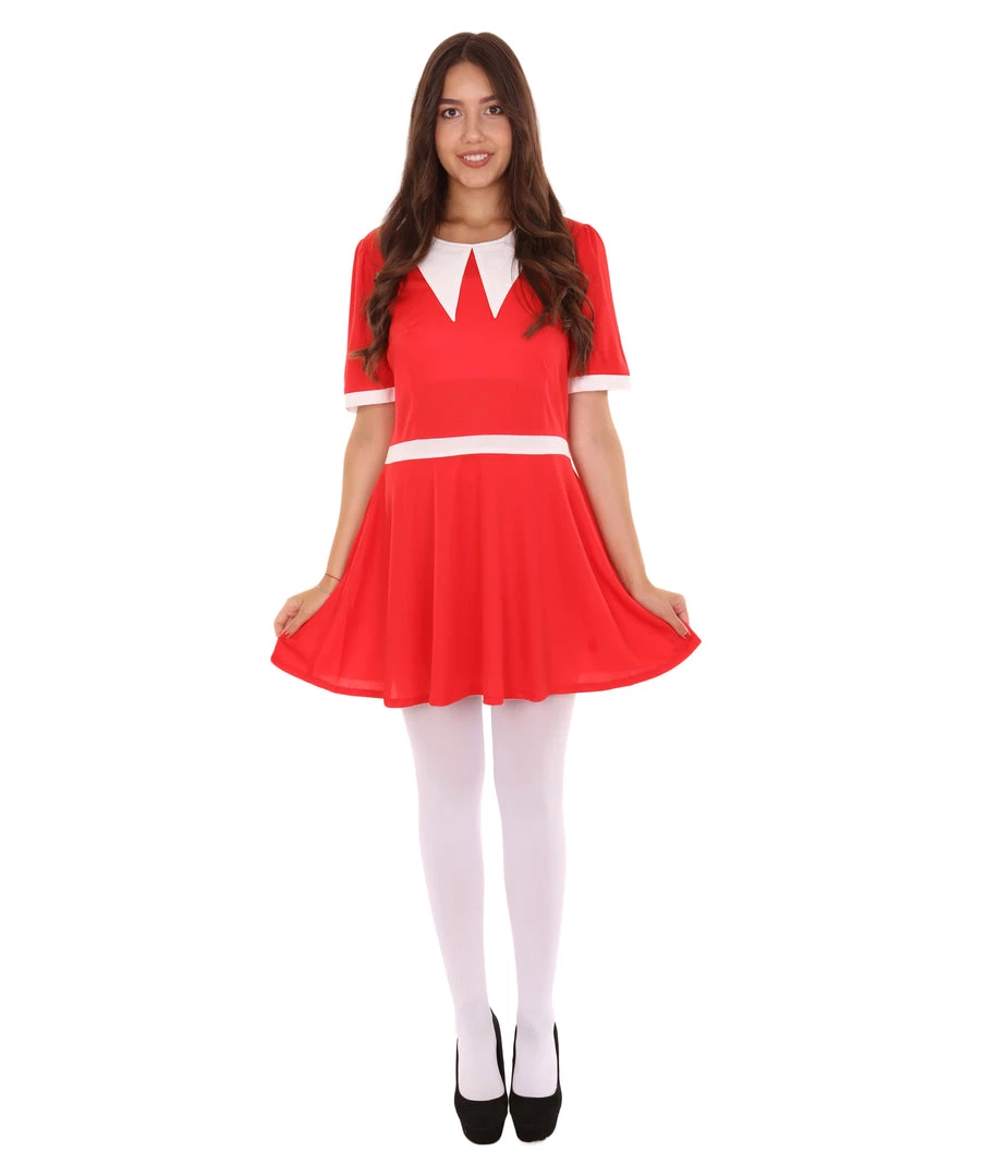 HPO Adult Women's Little Orphan Girl Costume | Red & White Cosplay Costume 1 HPO Adult Women's Little Orphan Girl Costume | Red & White Cosplay Costume