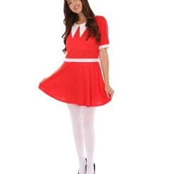 HPO Adult Women's Little Orphan Girl Costume | Red & White Cosplay Costume