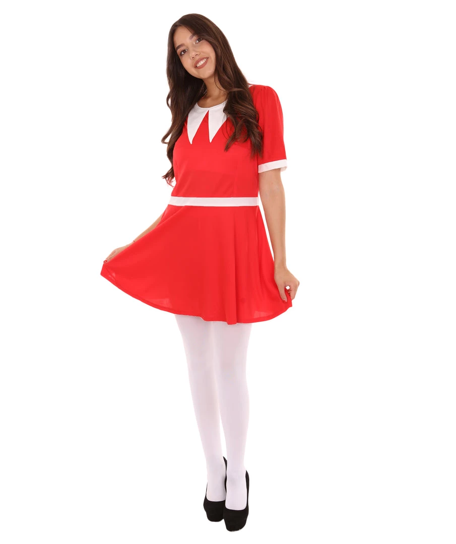 HPO Adult Women's Little Orphan Girl Costume | Red & White Cosplay Costume 2 HPO Adult Women's Little Orphan Girl Costume | Red & White Cosplay Costume