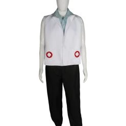 HPO Adult Men's White Doctor & Nurse Costume | Black & White Cosplay Costume
