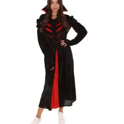 HPO Adult Women's Queen Of Vampires Costume | Black & Red Halloween Costume