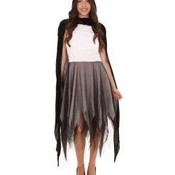 HPO Adult Women's Reaper Costume | Black & White Cosplay Costume