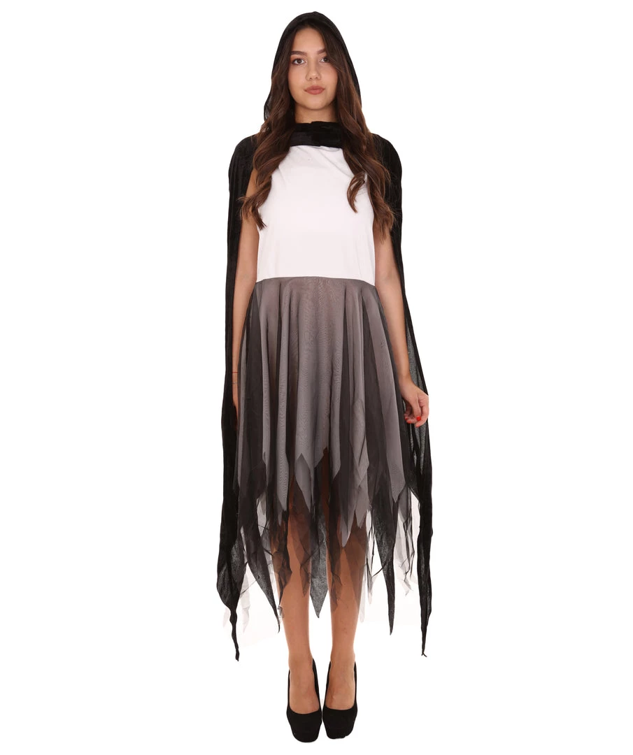 HPO Adult Women's Reaper Costume | Black & White Cosplay Costume 2 HPO Adult Women's Reaper Costume | Black & White Cosplay Costume