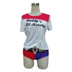 HPO Adult Women's Mad Girl Costume | White,Red & Blue Cosplay Costume