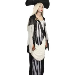 HPO Adult Women Ghost Pirate Costume | Black & White Cosplay Halloween Costume Men's 12 HPO Adult Women Ghost Pirate Costume | Black & White Cosplay Halloween Costume Men's