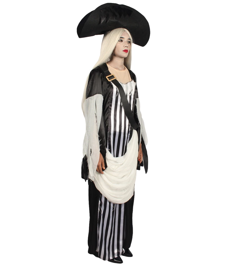 HPO Adult Women Ghost Pirate Costume | Black & White Cosplay Halloween Costume Men's 6 HPO Adult Women Ghost Pirate Costume | Black & White Cosplay Halloween Costume Men's