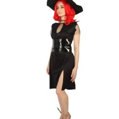 HPO Adult Women Bat Witch Costume | Black Halloween Costume Men's