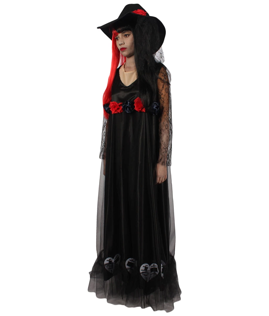 HPO Adult Women Day Of The Dead Skeleton Costume | Black Halloween Costume 3 HPO Adult Women Day Of The Dead Skeleton Costume | Black Halloween Costume