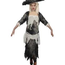 HPO Men's Adult Women Ghost Ship Pirate Costume | Black And White Cosplay Halloween Costume