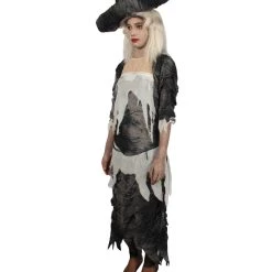 HPO Men's Adult Women Ghost Ship Pirate Costume | Black And White Cosplay Halloween Costume