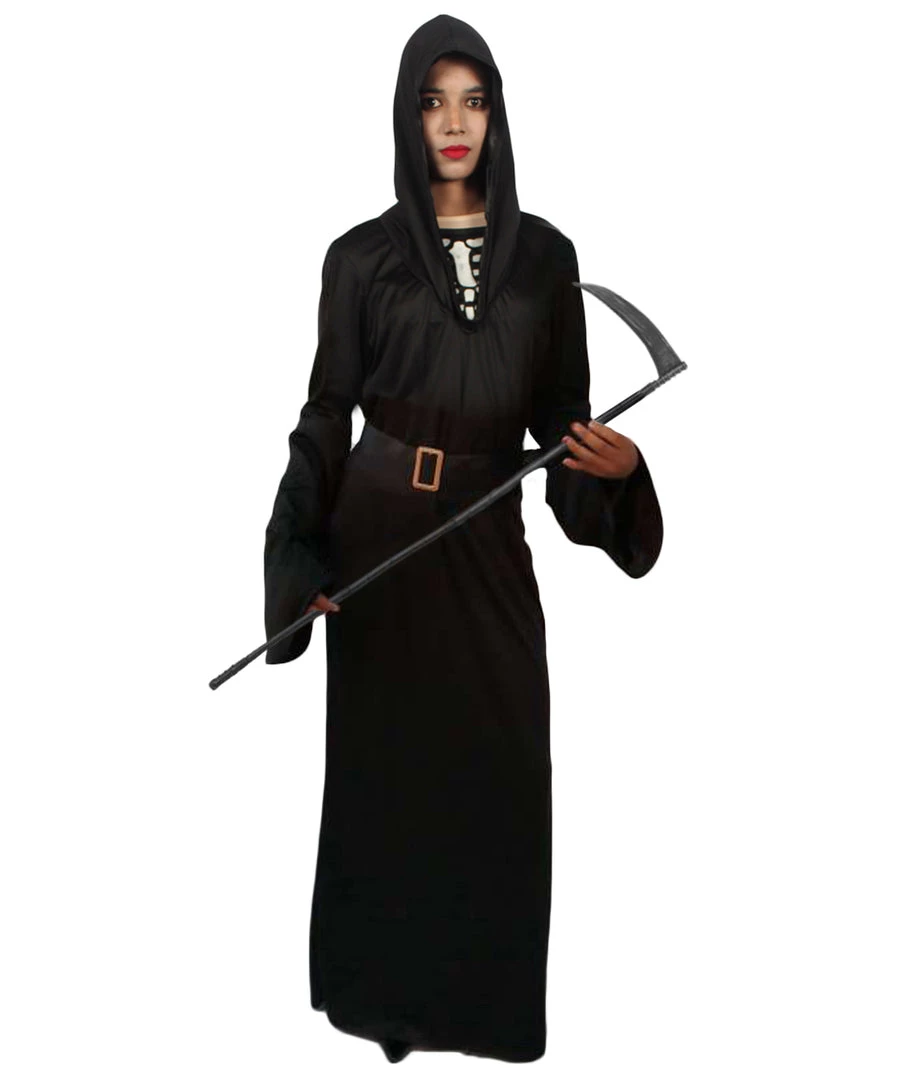 HPO Adult Women Grim Reaper Costume | Black Halloween Costume Men's 1 HPO Adult Women Grim Reaper Costume | Black Halloween Costume Men's