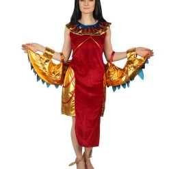 HPO Adult Women Egyptian Goddess Costume | Red & Golden Carnival Costume