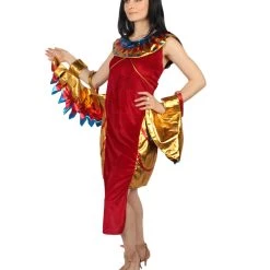 HPO Adult Women Egyptian Goddess Costume | Red & Golden Carnival Costume