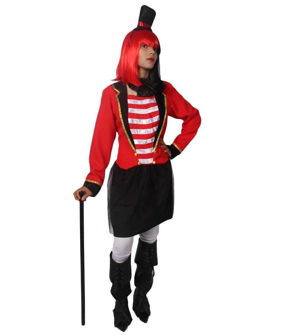 HPO Adult Women Ringmaster Costume | Red & Black Cosplay Costume 1 HPO Adult Women Ringmaster Costume | Red & Black Cosplay Costume