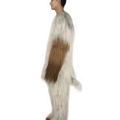 HPO Furry Cat Collection | Men's White And Brown Spiked Furry Cat Costume With Tail | Cosplay Halloween Costume