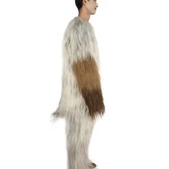 HPO Furry Cat Collection | Men's White And Brown Spiked Furry Cat Costume With Tail | Cosplay Halloween Costume