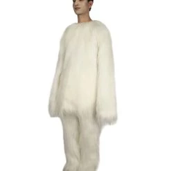 HPO Furry Dog Collection | Men's White Spiked Furry Dog Costume With Tail | Cosplay Halloween Costume