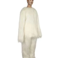 HPO Furry Dog Collection | Men's White Spiked Furry Dog Costume With Tail | Cosplay Halloween Costume