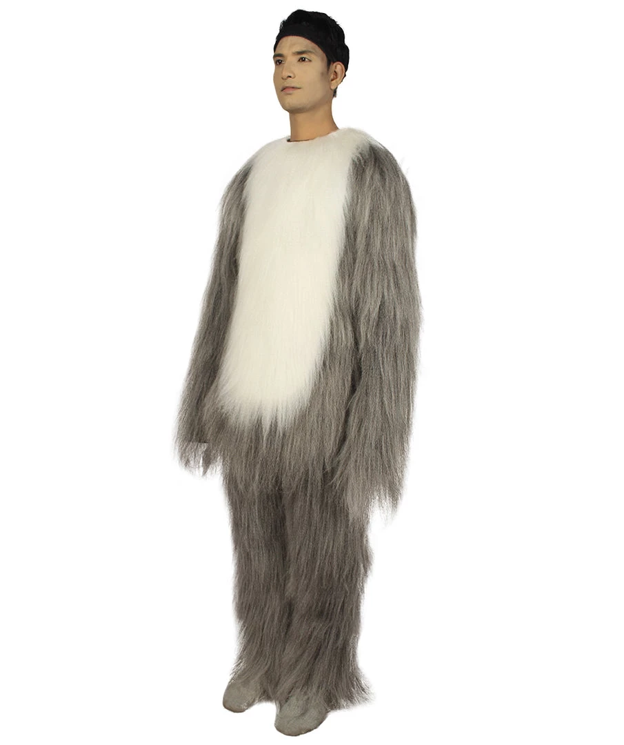 HPO Furry Dog Collection | Men's White And Grey Straight Long Furry Dog Costume With Tail | Cosplay Costume 3 HPO Furry Dog Collection | Men's White And Grey Straight Long Furry Dog Costume With Tail | Cosplay Costume