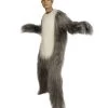 HPO Furry Dog Collection | Men's White And Grey Straight Long Furry Dog Costume With Tail | Cosplay Costume