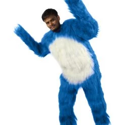 HPO Furry Sonic The Hedgehog | Men's White And Blue Straight Long Furry Hedghog Cosplay Costume