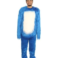 HPO Furry Sonic The Hedgehog | Men's White And Blue Straight Long Furry Hedghog Cosplay Costume